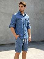 Men's Summer Classic Regular Fit Denim Shirt - Royal Blue