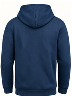 Men's Fashion Trendy Casual Solid Color Hooded Sweatshirt - Navy Color