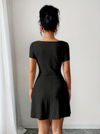 Women'S Summer Jacquard Sexy Slim Fit Mini Dress - Black
