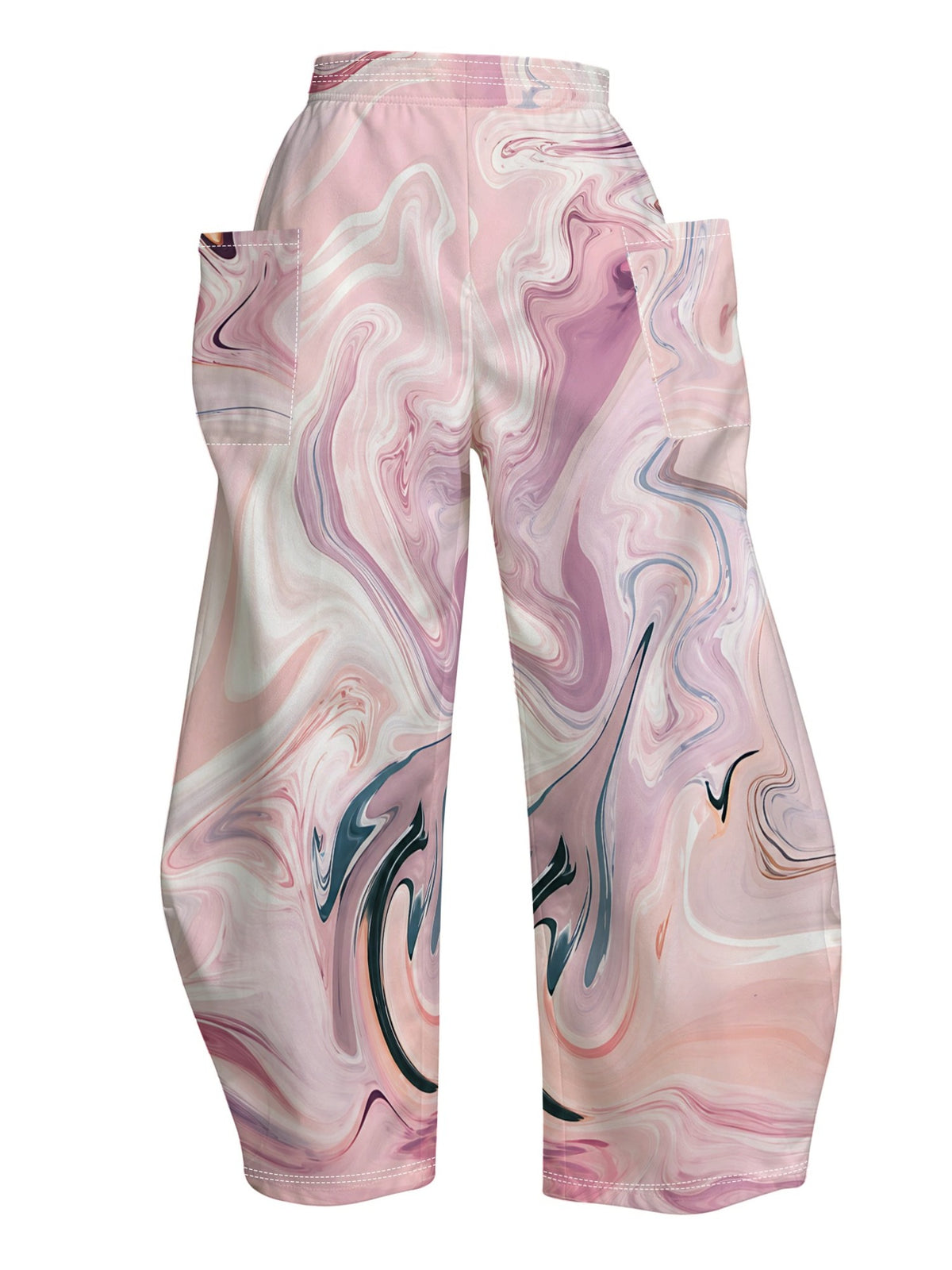 [Printed Design-Not Textured] Women'S Fashionable Long Pants, Abstract Fluid Art Design, Soft Elegant Modern Style, Comfortable to Wear, Suitable for Daily Wear, Work, Shopping, Adding Artistic Sense to Outfits - Mixed colors