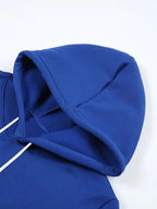 Dark and Edgy Style Hooded Sweatshirt, Featuring a Reimagined Clown Portrait Print with a Graffiti-like Texture That Exudes a Street Vibe. Packed with Streetwear Brand Attributes, It Unleashes a Free-spirited Aura and Is Unisex for Both Men and Women - Blue