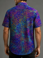 Vintage Abstract Art Print Men'S Short Sleeve Shirt - Mixed colors