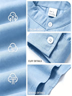 Men's Linen Long-sleeve Shirt, Small Stand-up Collar Button- Casual Shirt, Solid Color Simple and Versatile Style, Suitable for Spring and Autumn Outdoor Activities, Travel and Vacation, and Daily Commuting Wear - Sky Blue