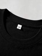Warner Bros. Official New Men's Short-Sleeve T-Shirt with Front and Back Print, Featuring a Hand-Drawn Graffiti Sketch of Hands Lifting Dumbbells for Fitness Training, Animated Cartoon Black and White Creative Design. Comfortable and Casual - Black