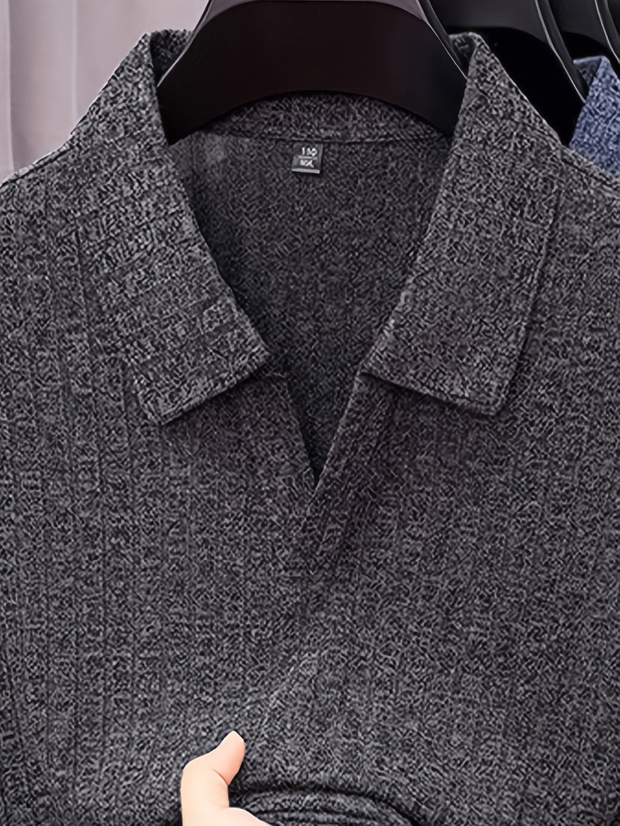 Men's Summer Lapel Polo Shirt, Slim Fit Straight Cut, Highly Forgiving Fit, Sculpts Waist and Abdominal Lines, Clean and Crisp Upper Body; Suitable for Various Occasions Including Daily Casual, Light Business Commuting, and Outdoor Outings - SINBOS - Deep Grey