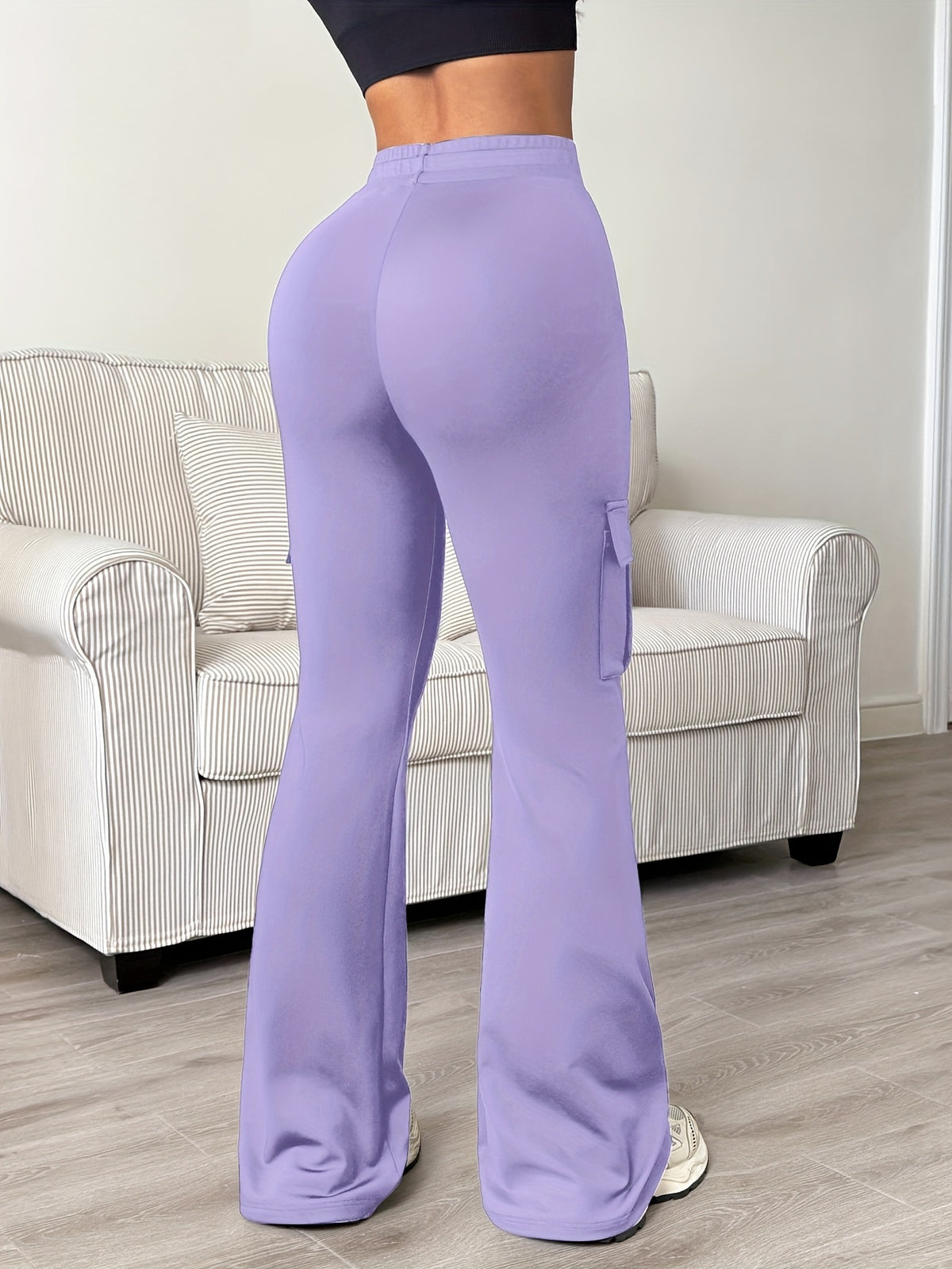 Women's Athletic Cargo Jogger Pants with Multi-Functional Cargo Pocket & Slim-Fit Ankle Design - All-Season Workout Running Gym Pants with Drawstring Waist & Lightweight Stretch Fabric (Machine Washable) for Casual Outdoor Wear - Women's Sportswear - Light Purple