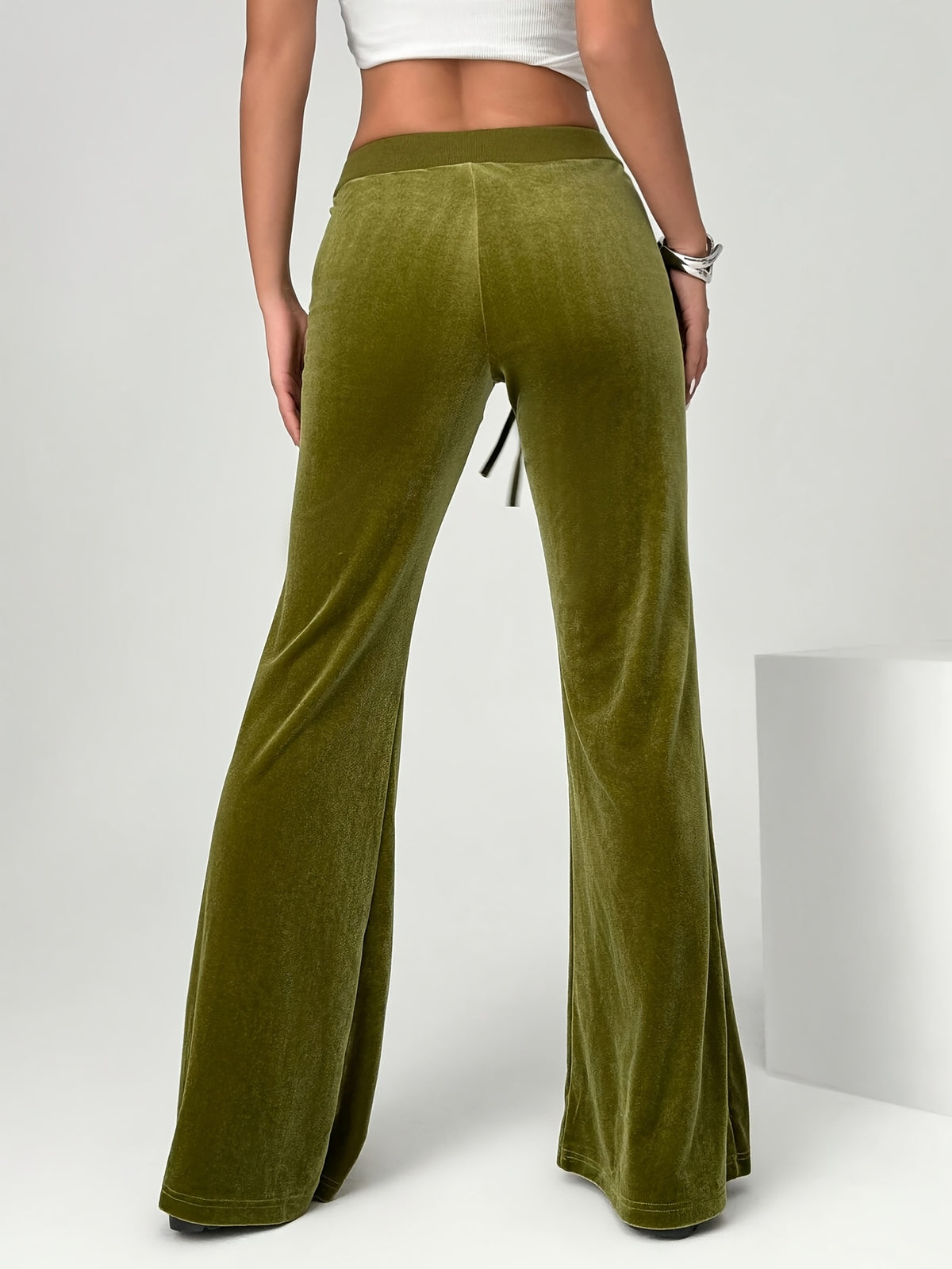 Spring/Summer Directional Women'S Solid Color Flared Pants - Olive