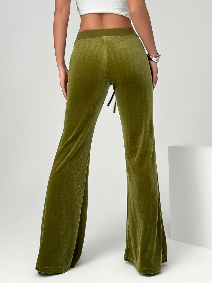 Spring/Summer Directional Women'S Solid Color Flared Pants - Olive