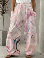 [Printed Design-Not Textured] Women'S Fashionable Long Pants, Abstract Fluid Art Design, Soft Elegant Modern Style, Comfortable to Wear, Suitable for Daily Wear, Work, Shopping, Adding Artistic Sense to Outfits - Mixed colors