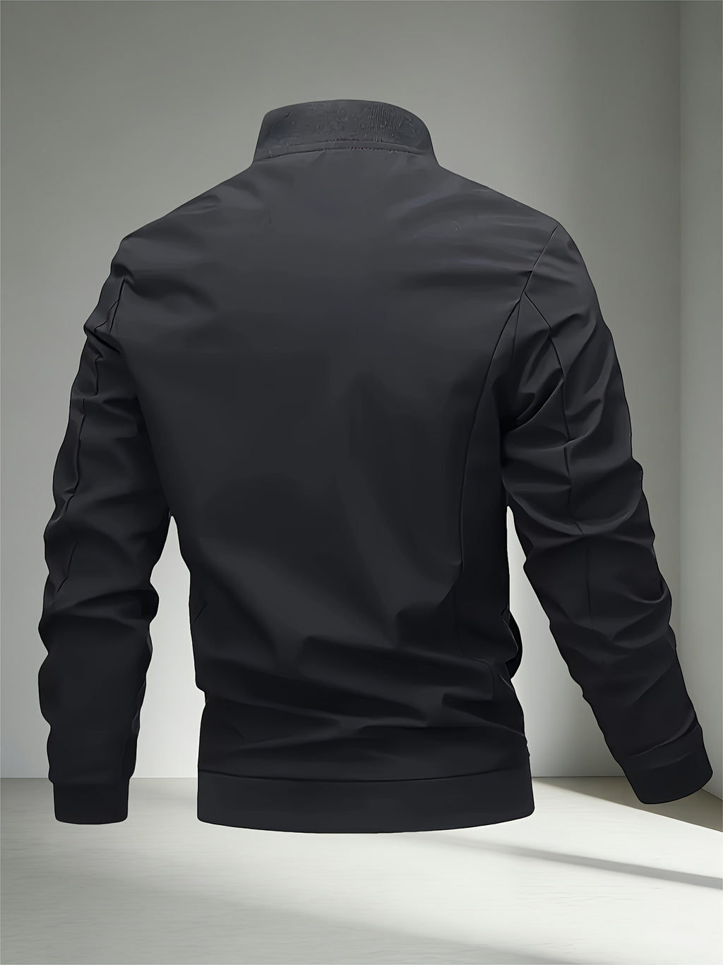 2026 New Men's Casual Windproof Jacket - A Must-Have for Stylish Men, Lightweight for Spring and Autumn, Full Zip Closure with Letter Embroidery, Casual Pilot Jacket Baseball Jacket, Fashionable and Versatile Streetwear Trend, Suitable for Outdoor - Classic Black