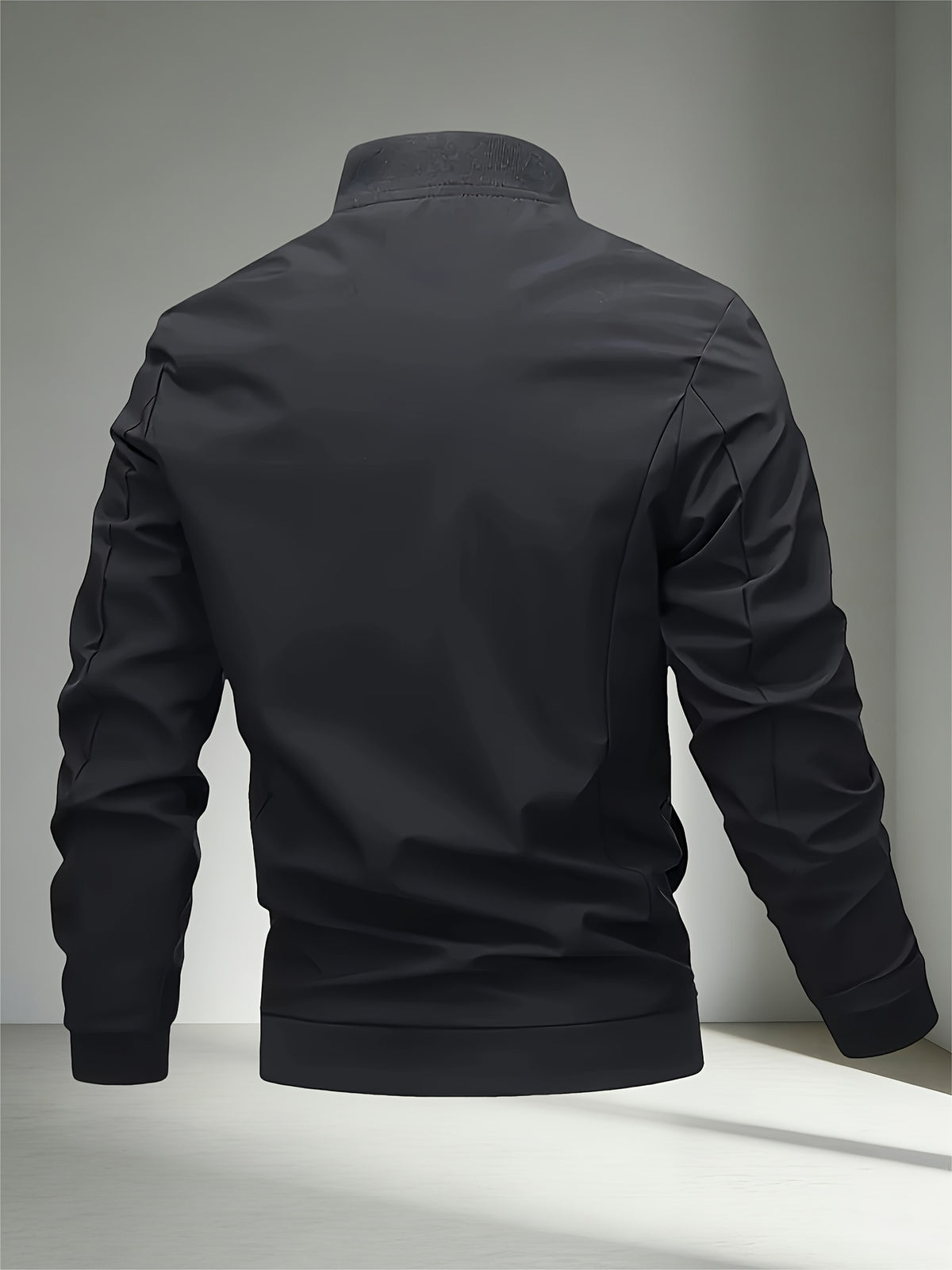 2026 New Men's Casual Windproof Jacket - A Must-Have for Stylish Men, Lightweight for Spring and Autumn, Full Zip Closure with Letter Embroidery, Casual Pilot Jacket Baseball Jacket, Fashionable and Versatile Streetwear Trend, Suitable for Outdoor - Classic Black