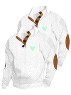 2pcs Men's Stand Collar Jacquard Knit Henley Shirts, Mature Vintage High Neck Pullover Polo, Random Texture Color-Block Collar Jacquard Patchwork Design, Suitable for Outdoor Casual Sports Wear, Ideal as Men's Birthday Gift, Outdoor Clothing - White