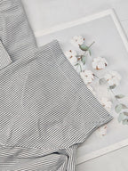 Summer Fashion New Fun Cartoon Healing Style Pocket Print Short Sleeve Thin Striped Lapel Casual Loose Shirt - Grey