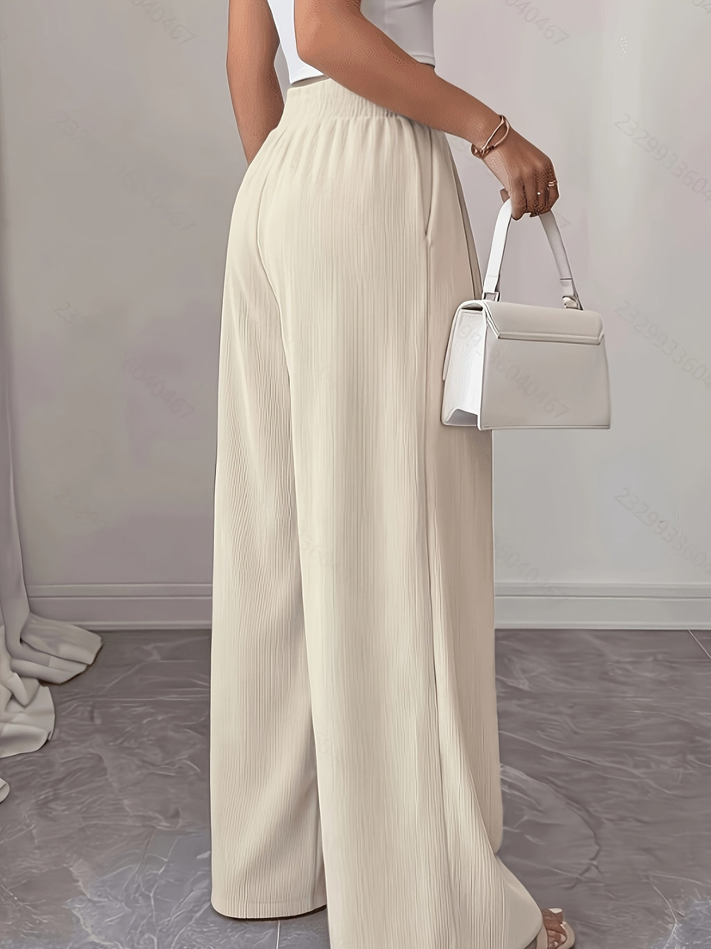 Women's Corduroy High-Waist Wide-Leg Pants - Off-white