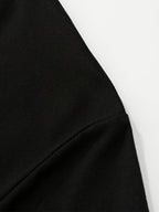 100% Men's V-neck Long-sleeve T-shirt, Men's Knitted Sweatshirt, Casual Sportswear Outdoor Top - Black