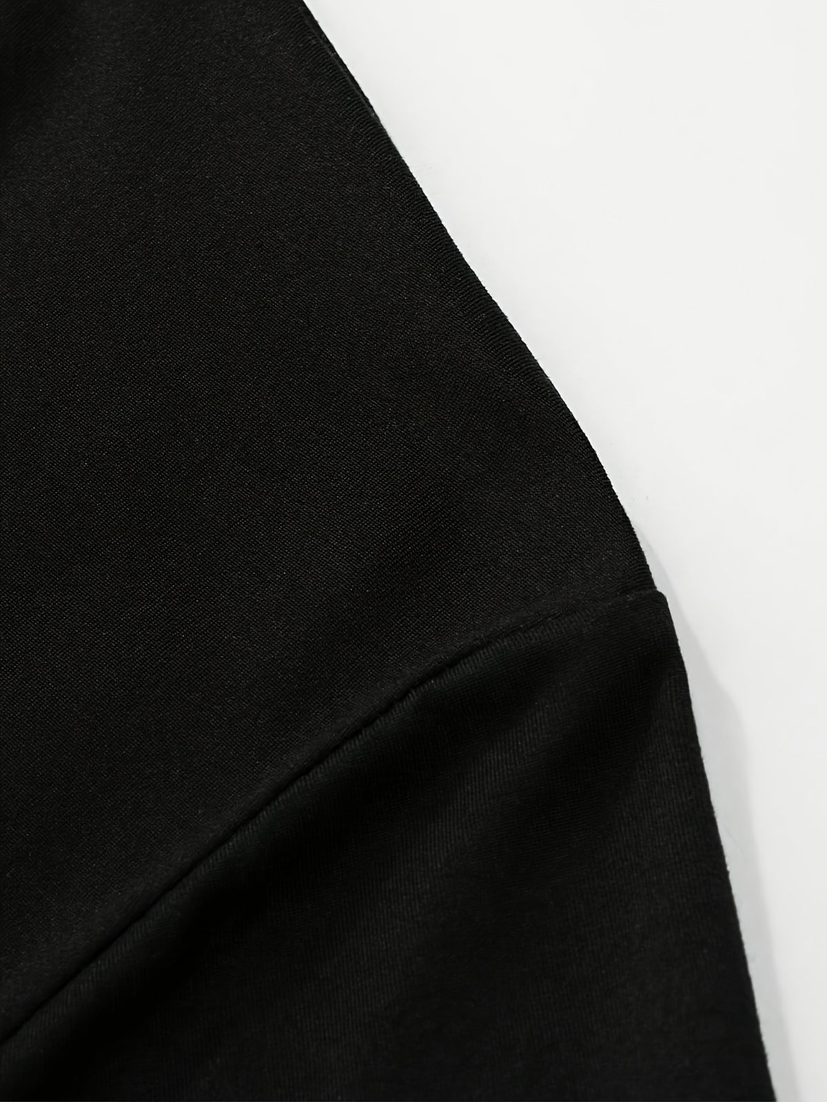 100% Men's V-neck Long-sleeve T-shirt, Men's Knitted Sweatshirt, Casual Sportswear Outdoor Top - Black