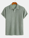 Men'S Stretch Knit Jacquard Short Sleeve Polo Shirt - Classic Fit Casual Golf Polo for Daily Wear - Light Green