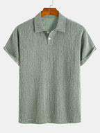 Men'S Stretch Knit Jacquard Short Sleeve Polo Shirt - Classic Fit Casual Golf Polo for Daily Wear - Light Green