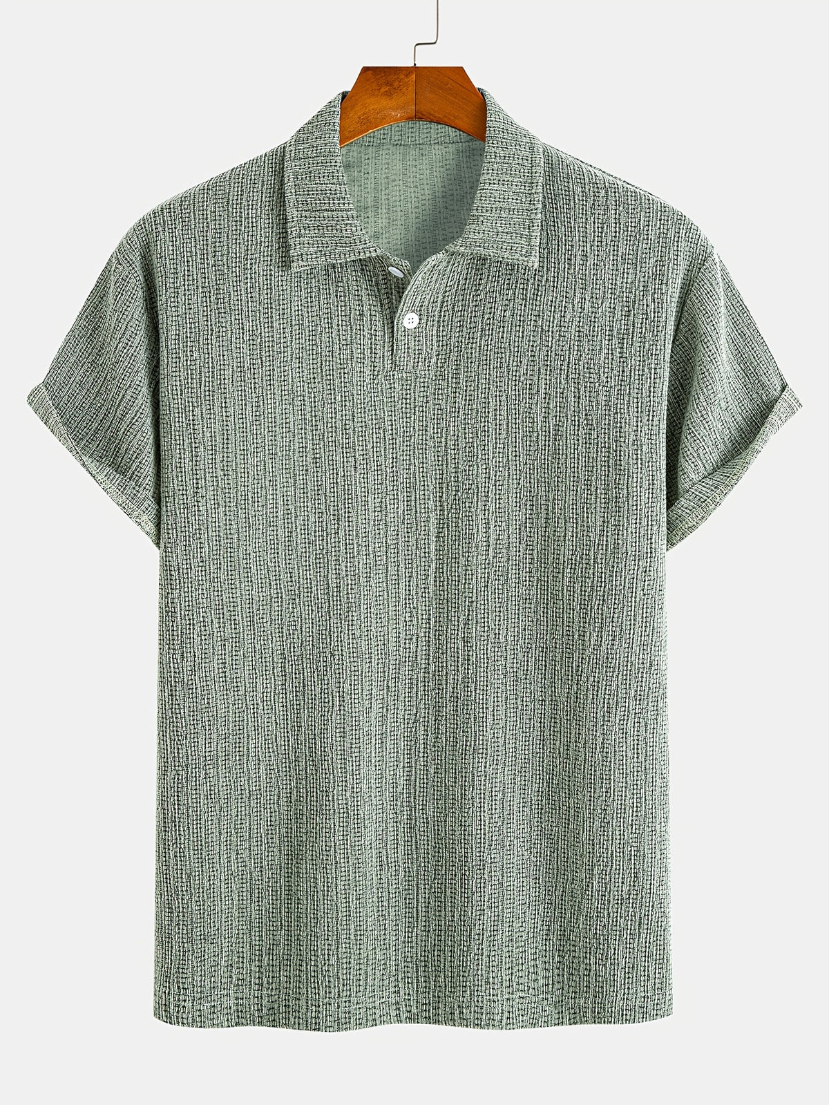 Men'S Stretch Knit Jacquard Short Sleeve Polo Shirt - Classic Fit Casual Golf Polo for Daily Wear - Light Green