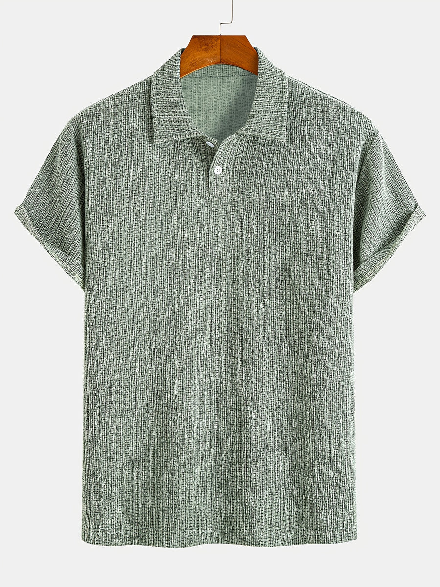 Men'S Stretch Knit Jacquard Short Sleeve Polo Shirt - Classic Fit Casual Golf Polo for Daily Wear - Light Green
