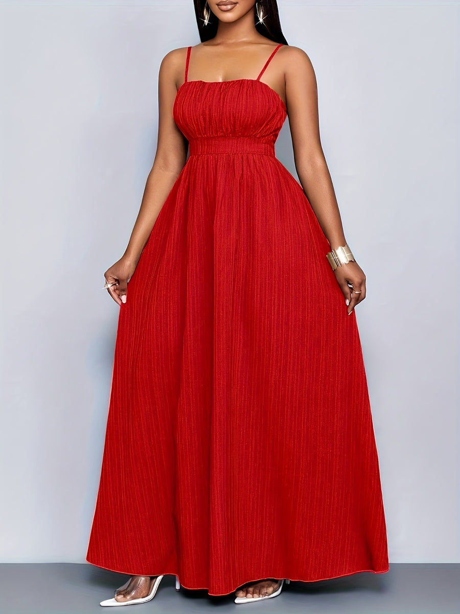 Women's Boho Summer Beach Backless Vacation Maxi DressFlowing Elegant Gown Tropical Dresses for WomenSuitable for Vacation - 【Red】