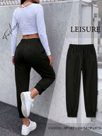 Spring/Summer Women's Fashion Versatile Standard Size Pants - Black