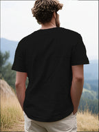 Men's Casual T-Shirt, Versatile Summer Short-Sleeve Top, Fashionable Solid Color Sweatshirt, Crew Neck with Drawstring Design - Lightweight and Breathable, Machine Washable, Suitable for Daily Wear and Outdoor Leisure - Black