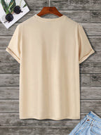 180g 100% Men's Three-Color Patchwork Short-Sleeve Top, Positioning Badge "NEVER LIFE": Summer All-Season Base Layer, Factory-Made for Men, Comfortable, High-Quality, High-Fit Rate, Casual Sportswear - Multicolor 7