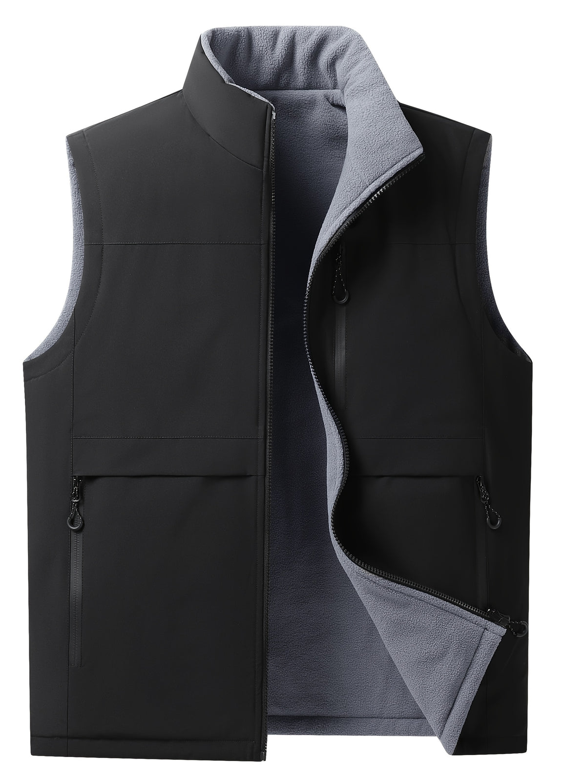 Directional Elegant New Autumn And Winter Fleece Vest, Warm And Cold-Resistant, Thick Coat That Can Be Worn on Both Sides, a Perfect Gift for Your Boyfriend During The Holidays - Black
