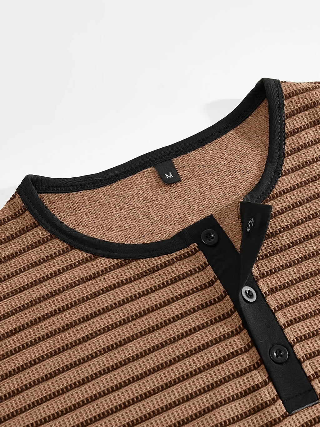 Men's Summer Short-Sleeve Color-Block Striped T-Shirt - Khaki