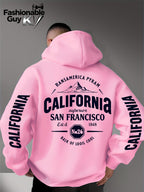 Hooded Sweatshirt with Street Culture Symbols: Featuring a "CALIFORNIA" Print That Embodies the Grandeur of the Wilderness and the Pioneering Spirit, This Sweatshirt Serves as an Exclusive Symbol for Street Culture Enthusiasts to Connect - Pink