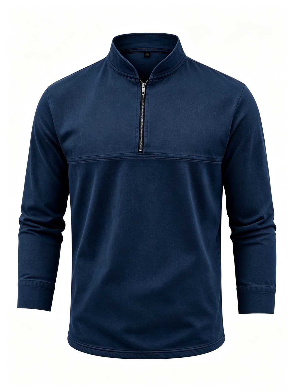 Men's Linen Long Sleeve Henley Shirt Stand Collar Loose Polo Shirt Men's Linen Zipper Casual Shirt - Navy Color