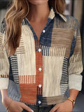 Ladies' New Floral Long-Sleeve Blouse, Women'S Casual Shirt - Maroon