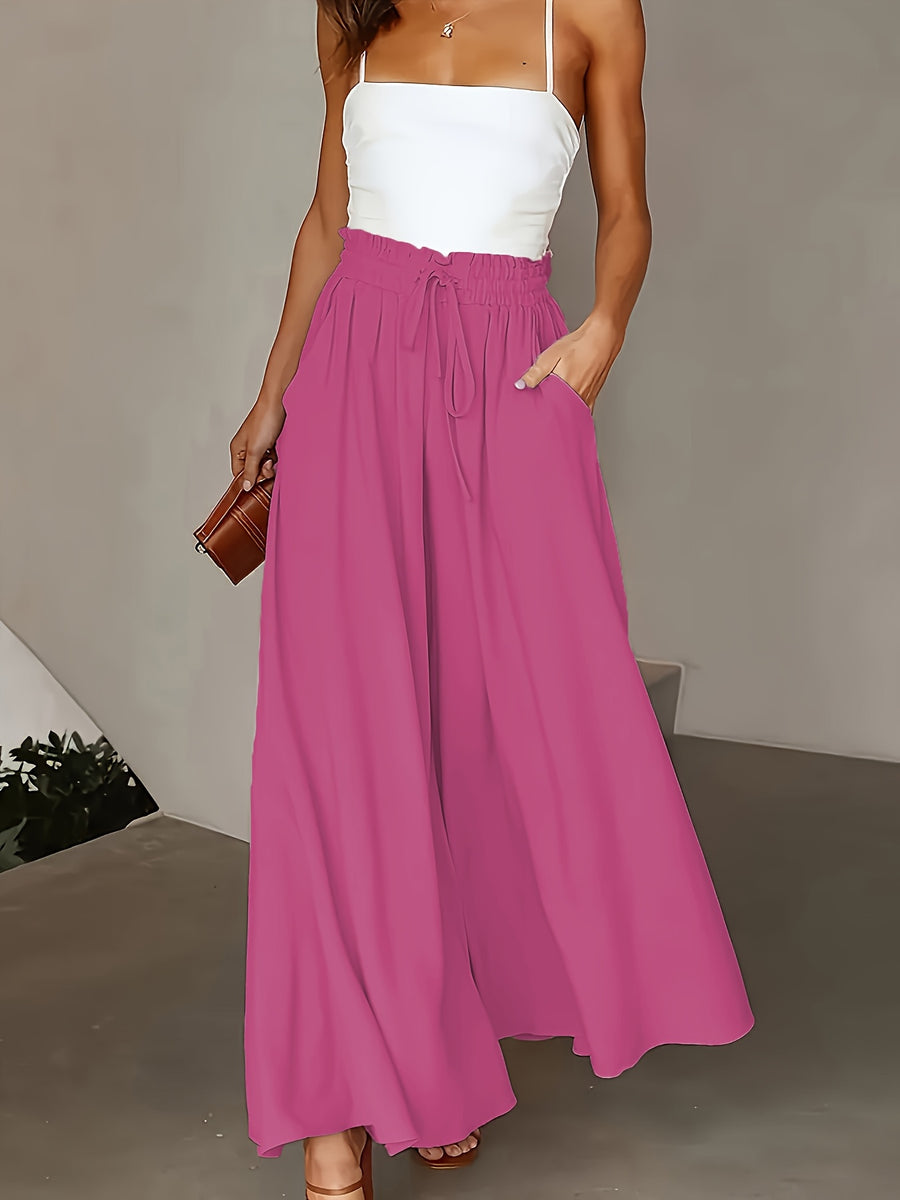 Spring/Summer New Fashion Elegant Loose High-Waist Women'S Wide-Leg Pants - Rose Pink