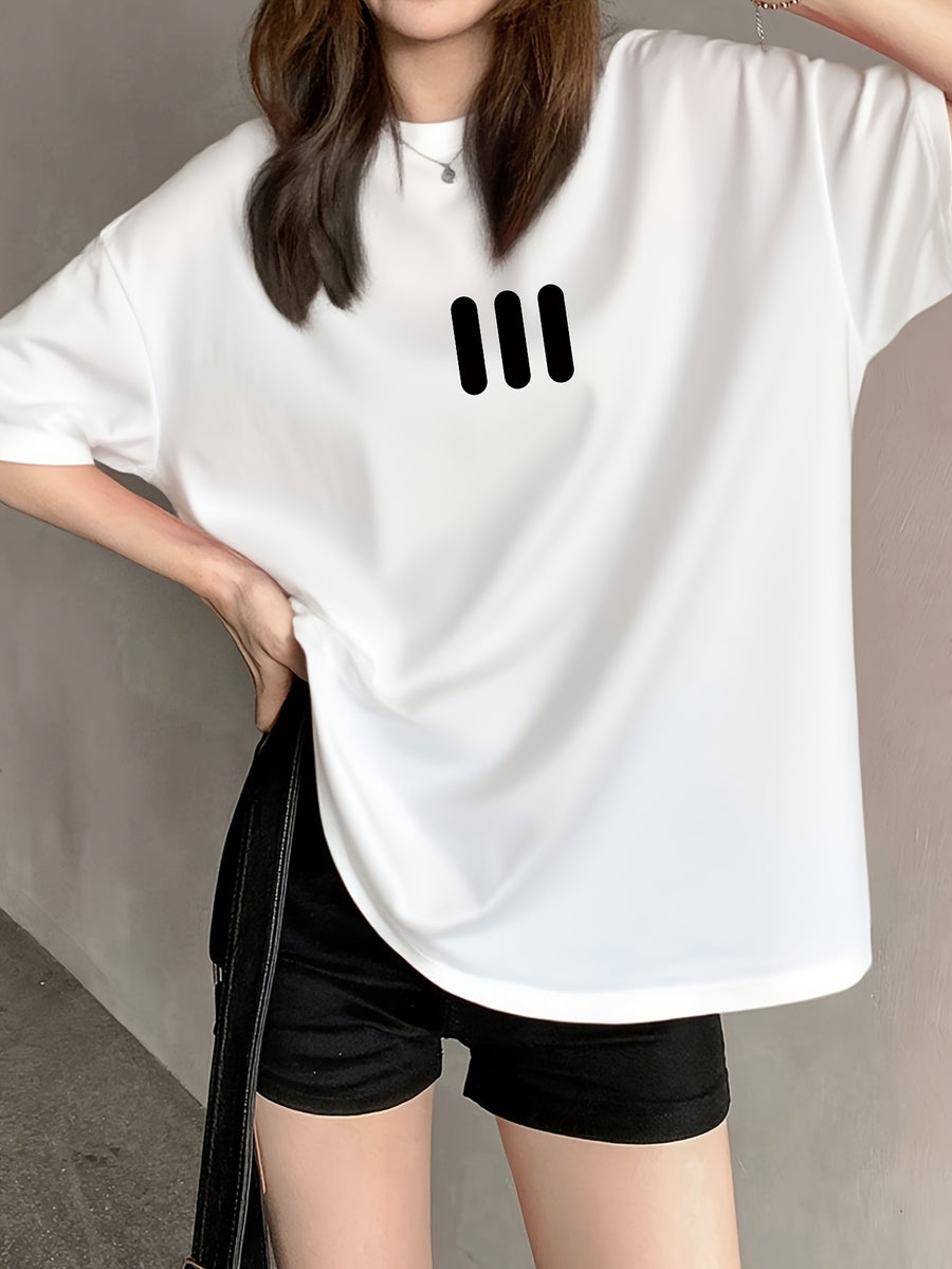 Vintage Fashion Short Sleeve T-Shirt for Women, Summer Cartoon Print Short Sleeve T-Shirt, Pure Short Sleeve T-Shirt Top, Unique Design Niche Chic Loose Fit Top Base Layer #3333 - White