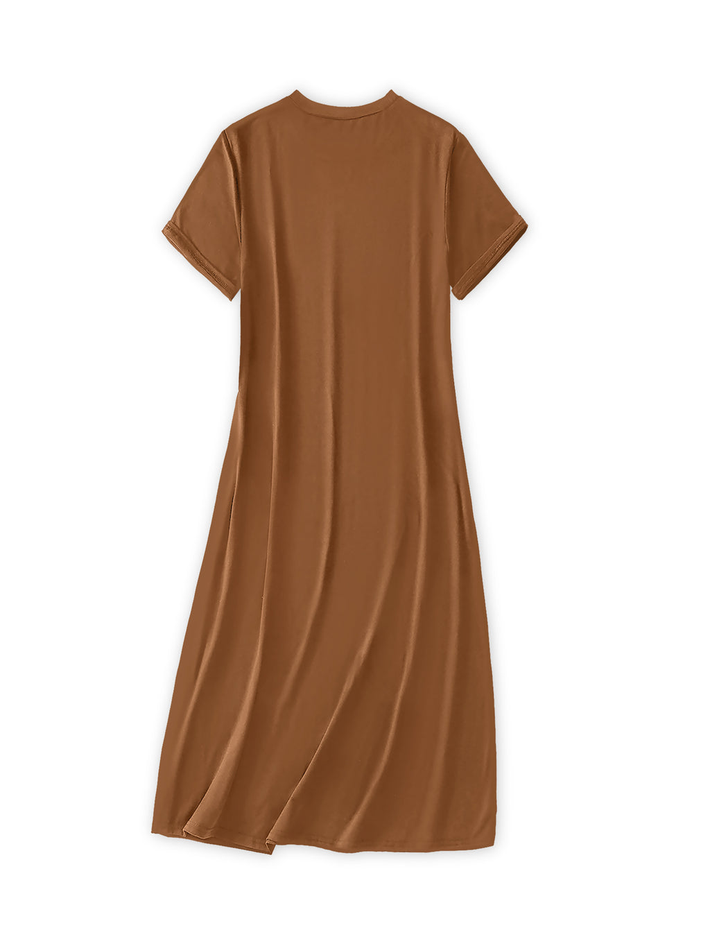 Women's Fashionable Dress, Elegant Casual Dress with Parisian Letter Print, Round Neck Short Sleeved Dress, Vacation Style, Summer Breathable Beach Dress, Suitable for Outdoor and Daily Wear, Wome - Coffee Brown