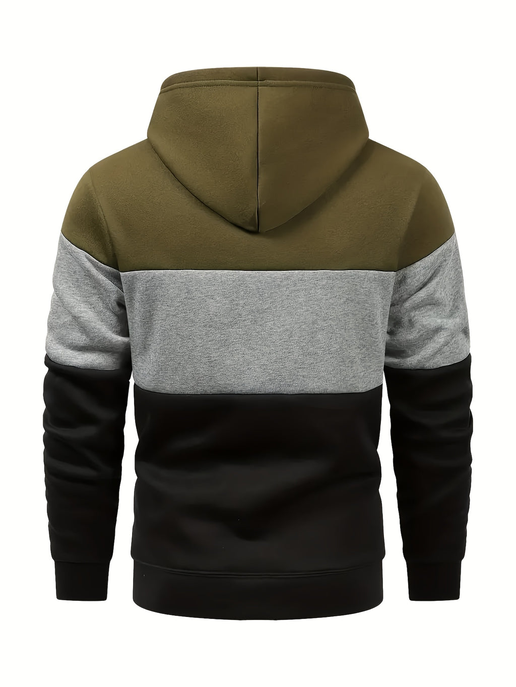 [Shule Shui OBM] "Men's Fashion Sweatshirt" New High-Quality Men's Sweatshirt, Soft and Skin-Friendly, Durable and Retains Shape, Three-Color Patchwork for Stylish Daily Sports and Leisure, Trendy and Versatile, Simple Printed Hooded Sweatshirt - Green Gray Black