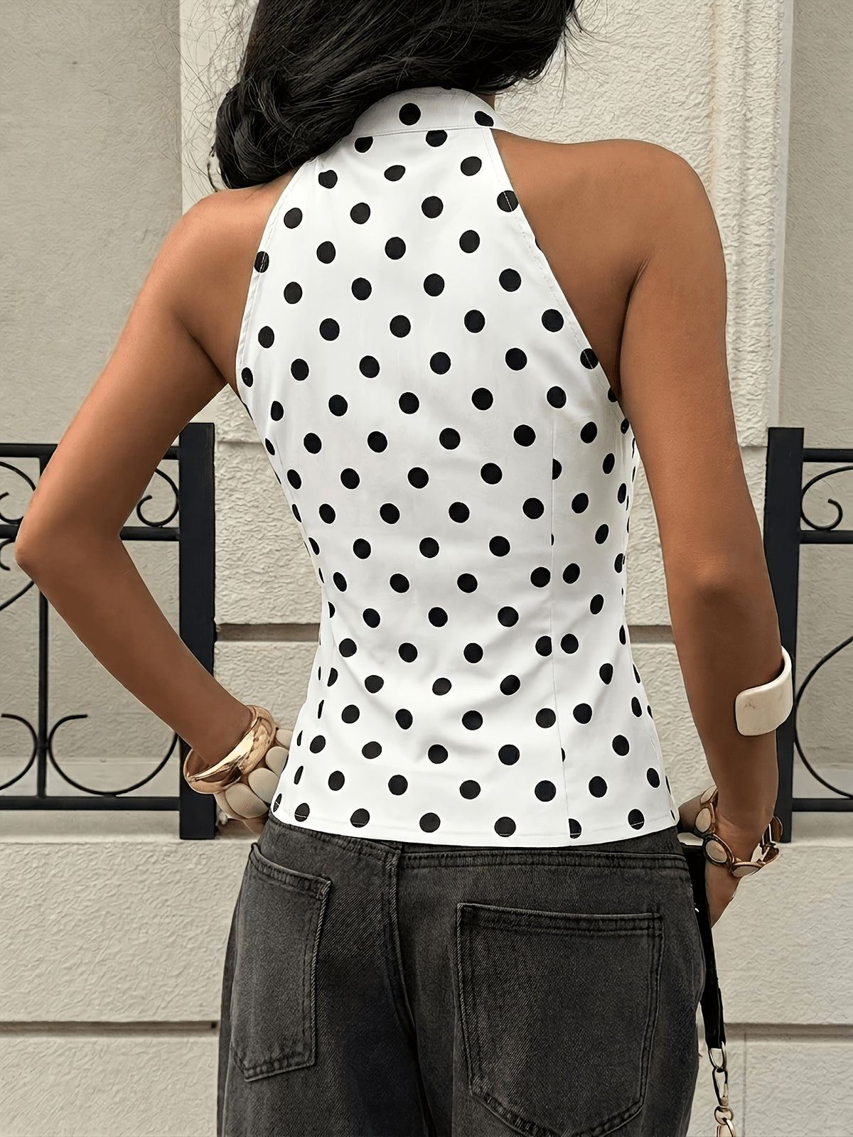 New Summer Vintage Sweet Spicy Half-Open Collar Shirt Women'S Design-Sense Slender Sleeveless Top - White