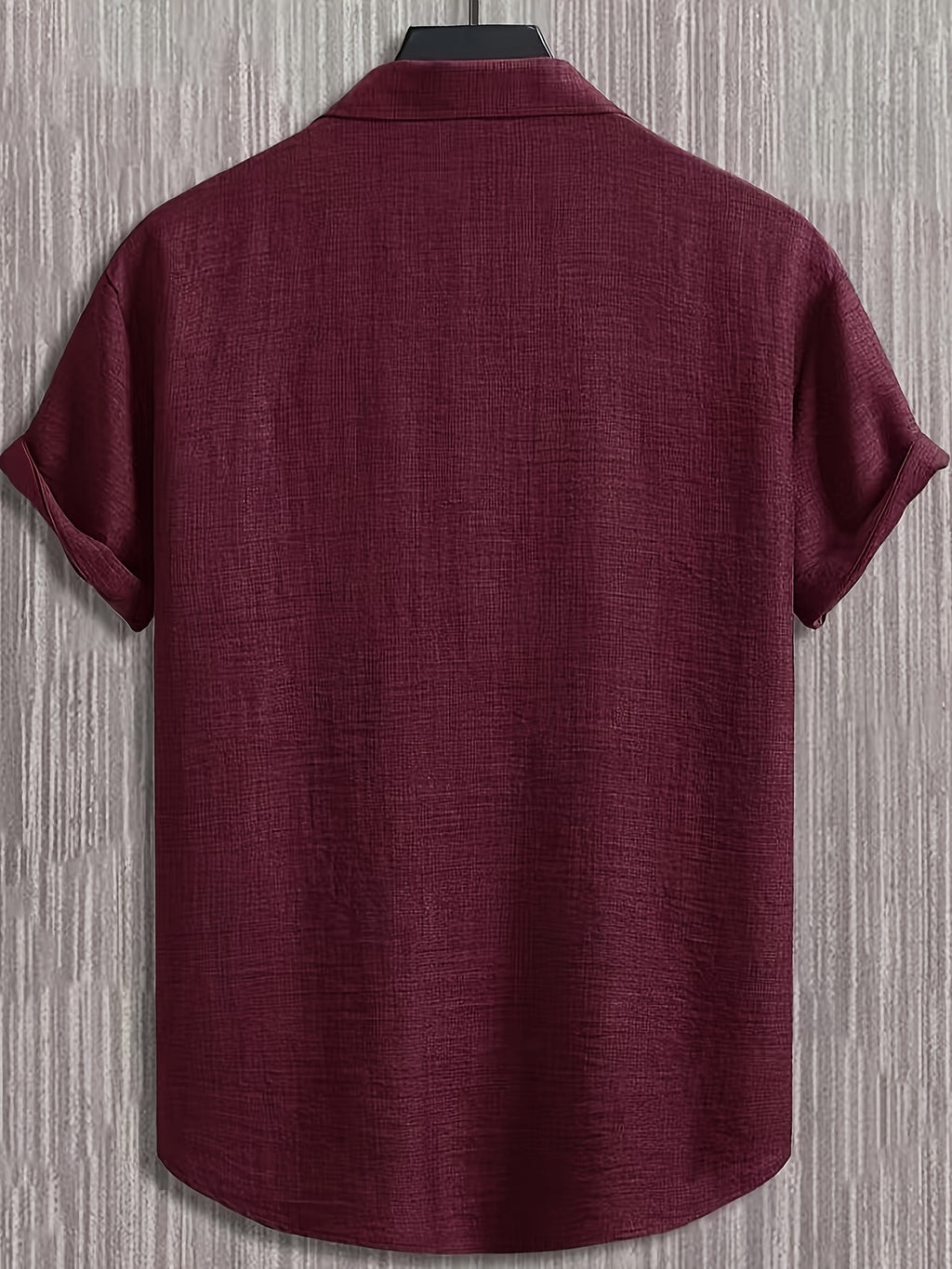 Men's Casual Multi-functional Daily Short-Sleeve Shirt with Single Pocket Embroidery, Summer Men's Shirt - Deep Red