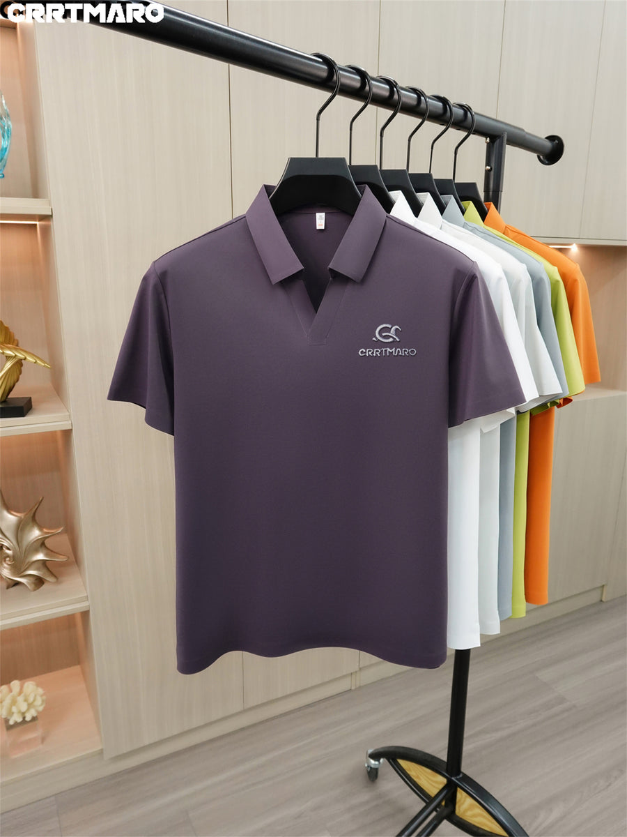 Cartama CRRTMARO Summer New Men'S Short Sleeve Polo Shirt Easy Business Casual High-End Breathable Half Sleeve T-Shirt Men'S Wear Yongxing - Purple