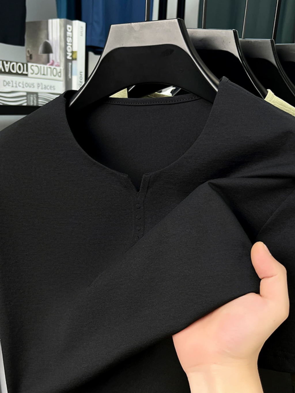 2026 Summer Thin Men'S Short Sleeve T-Shirt Fashion Casual Solid Color Men'S Athletic Breathable Short Sleeve T-Shirt Top - Black