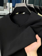 2026 Summer Thin Men'S Short Sleeve T-Shirt Fashion Casual Solid Color Men'S Athletic Breathable Short Sleeve T-Shirt Top - Black