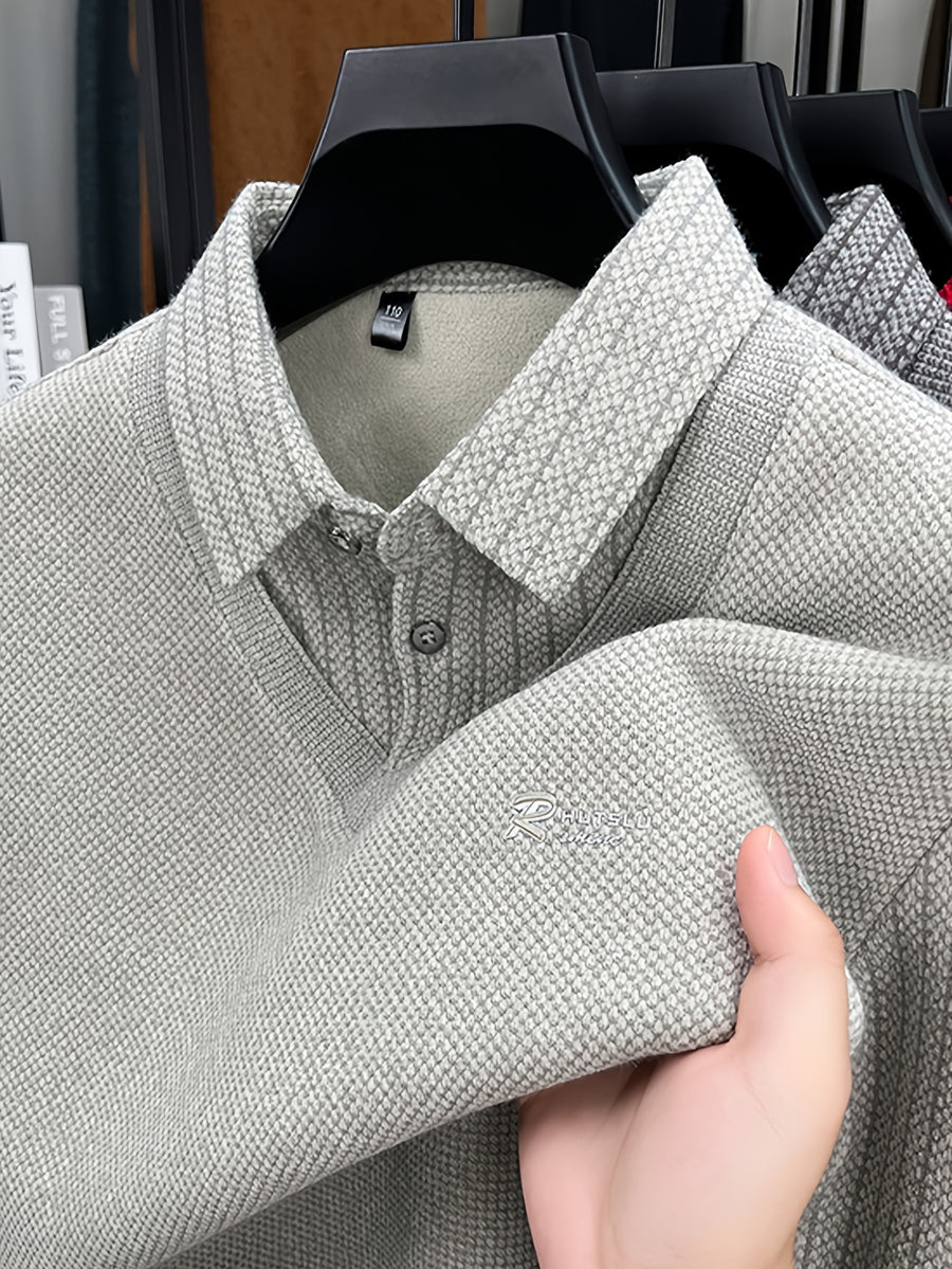 Men'S Shirt Collar Knit Polo, Exquisite Metallic Letter Embroidery on Forearm, Understated Luxury Detail, Enhancing Single Item Quality, Reducing Clumsy Full-Area Prints - SINBOS - Beige Color