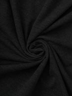 Women'S Letter Print Casual Solid Color Round Neck Short Sleeve Side Slit Dress - Black