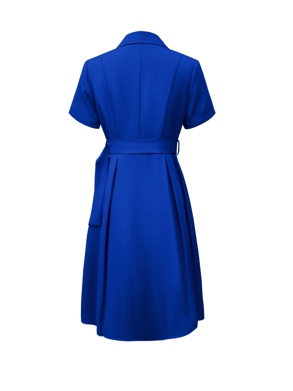 1pc Solid Color Flared Design Fashion Waist-Cinching Elegant Dress with Belt for Daily Wear and Parties NS702 - Royal Blue