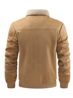 Middle-Aged And Young Men'S Premium Fleece Thickened Coat Men'S Autumn Winter Style Trendy Solid Color Lapel Casual Thick Jacket Men - Khaki