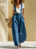 Loose-fitting Blue Wide-Leg Jumpsuit - Peacock Blue