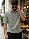 Men's Light Luxury Commuter Style Twill Texture Lapel Polo Shirt, Loose Fit, Slimming, Breathable, Short Sleeve, for Daily Shopping and Summer Outfits - Mixed colors