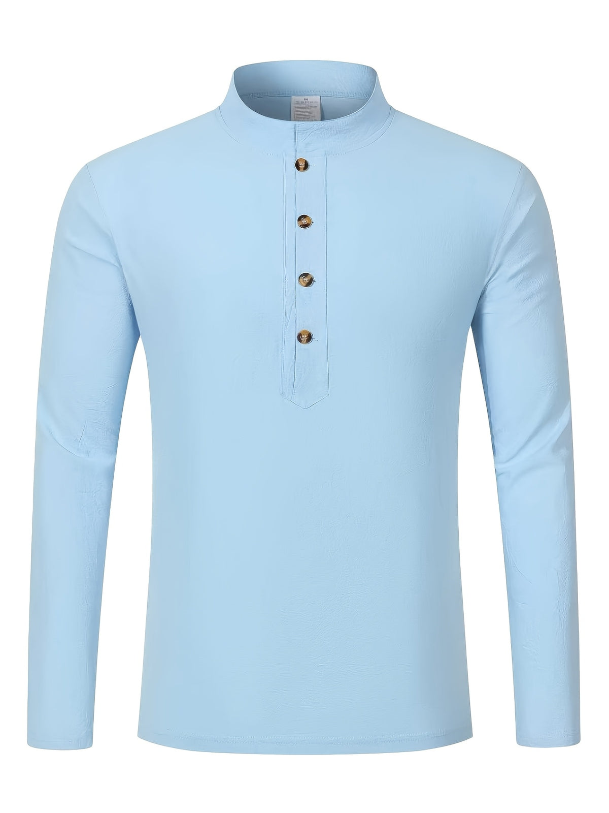 Men'S Fashion Autumn New Long Sleeve Shirt Loose Casual Solid Color Individualistic Shirt, New Season - Sky Blue