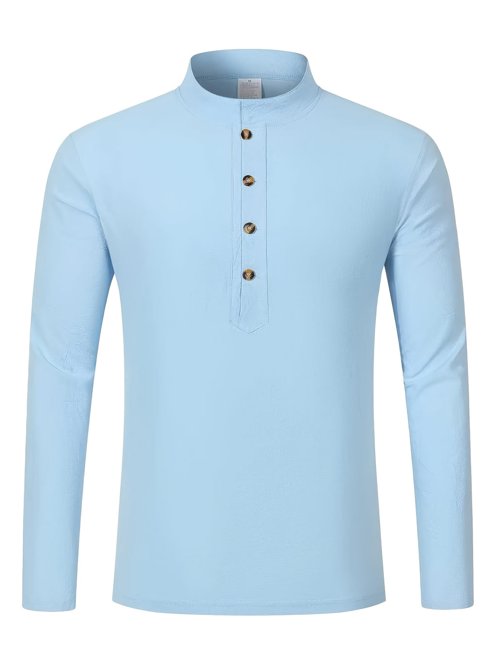 2pcs Men's Solid Color Pullover Henley Shirt, Long Sleeve, Regular Fit for Spring/Autumn, Casual Outings and Parties - Blue+Yellow